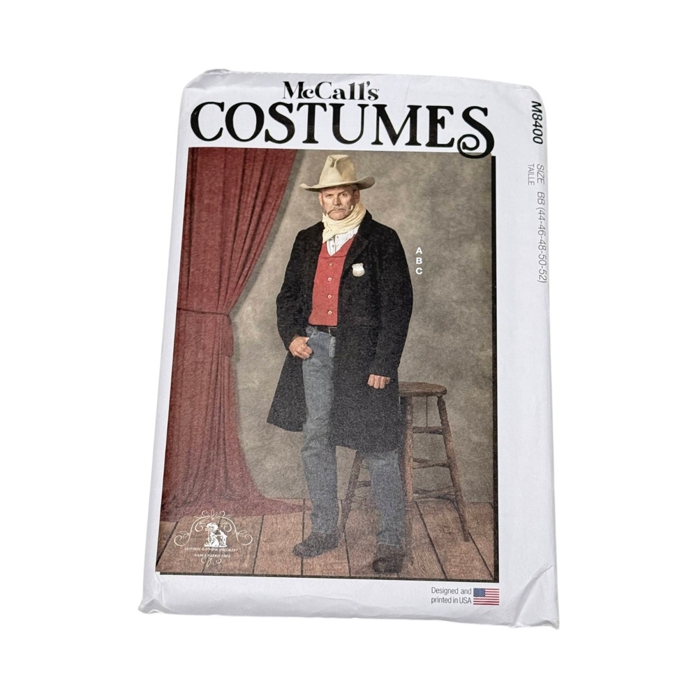 McCalls M8400 Sewing Pattern Men Western Duster Coat Vest Bandana Size 44-52 New